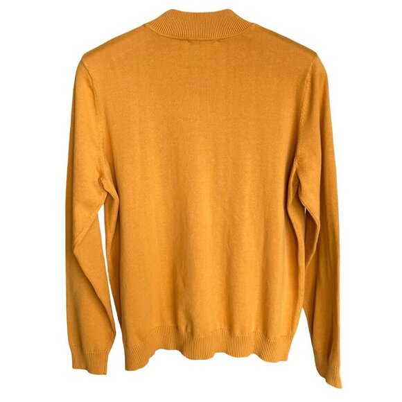 NWT NORTHERN REFLECTIONS Mock Neck Boxy Sweater 100% Cotton Mustard Tan Sz Large - Picture 2 of 12